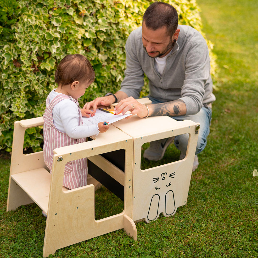 Montessori Tower 3 in 1 Table and Blackboard Tower