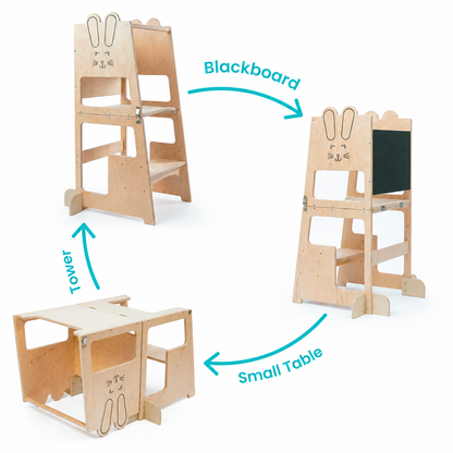 Montessori Tower 3 in 1 Table and Blackboard Tower