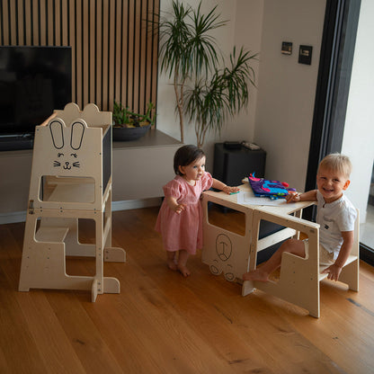Montessori Tower 3 in 1 Table and Blackboard Tower