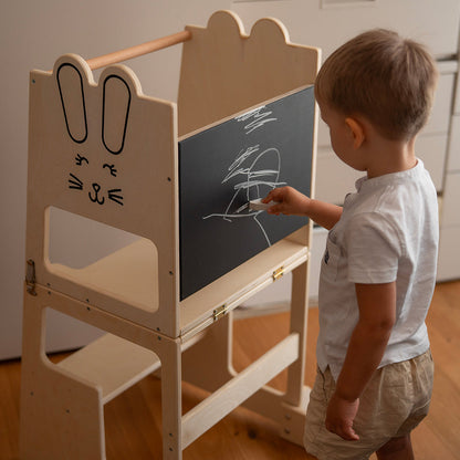 Montessori Tower 3 in 1 Table and Blackboard Tower