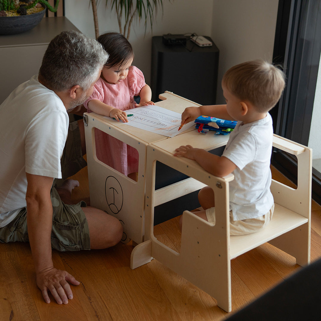 Montessori Tower 3 in 1 Table and Blackboard Tower